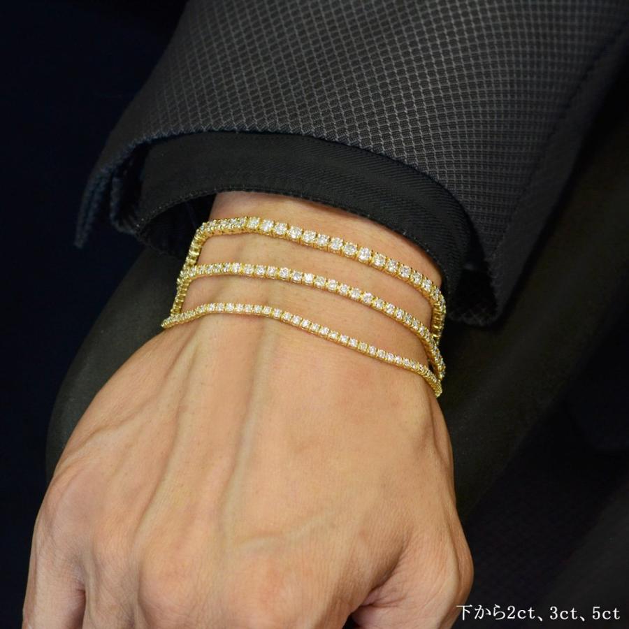 テニスブレスレット メンズ 18金 18k ダイヤモンド 5カラット k18