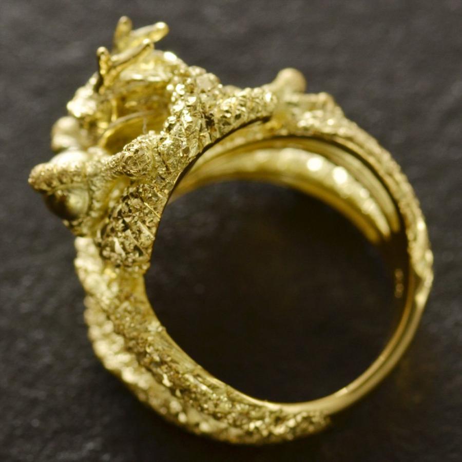 メンズリング K18 18k 指輪 18金 メンズ リング ドラゴン 龍 男性 幅広 
