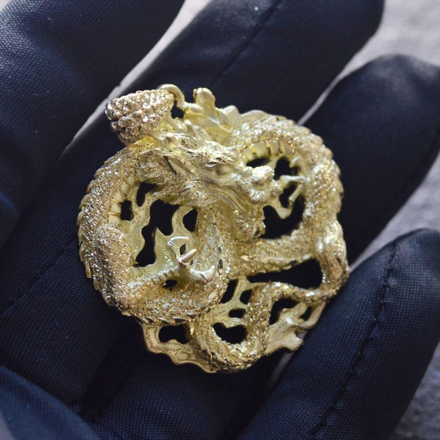 ペンダントトップ K18 18金 メンズ ゴールド ドラゴン 龍 男性 地金