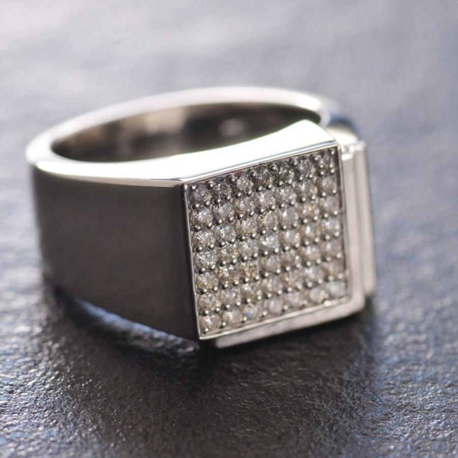 ダイヤモンド 印台 メンズリング 指輪 プラチナ 印台リング Pt950 幅広