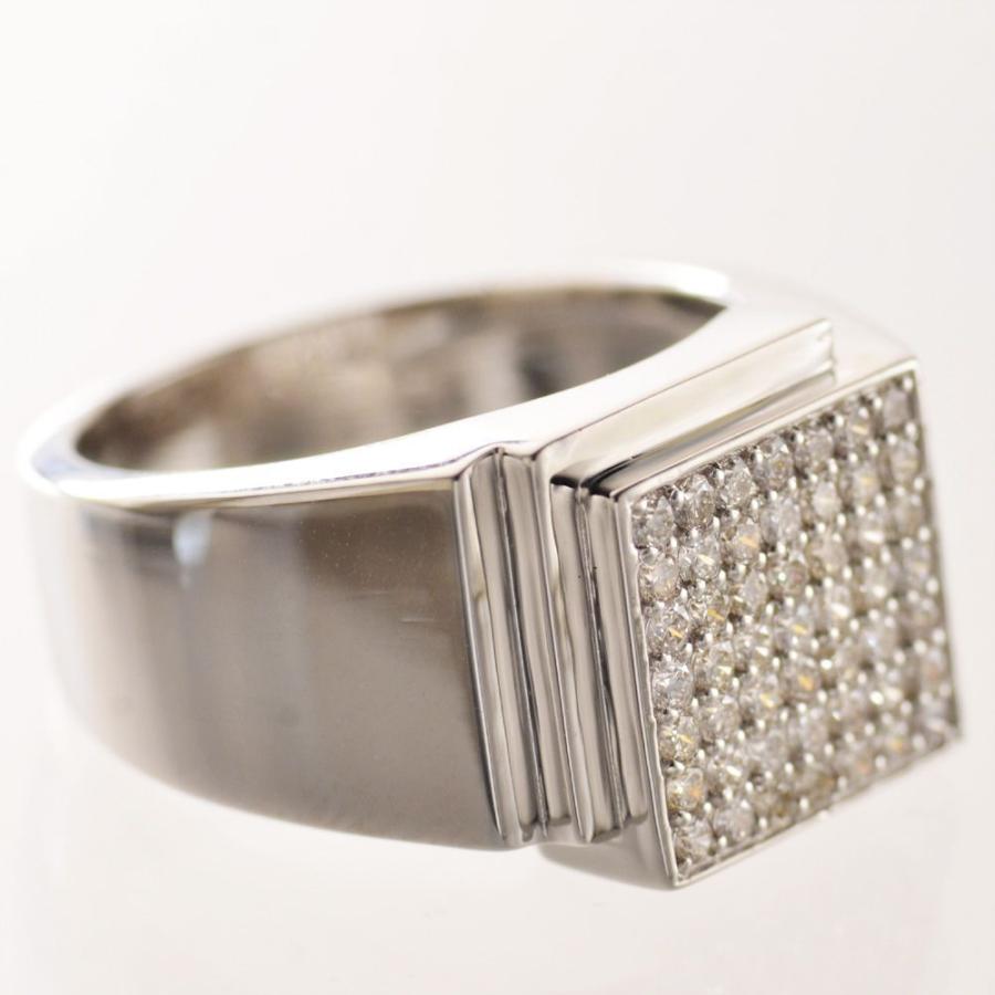 ダイヤモンド 印台 メンズリング 指輪 プラチナ 印台リング Pt950 幅広