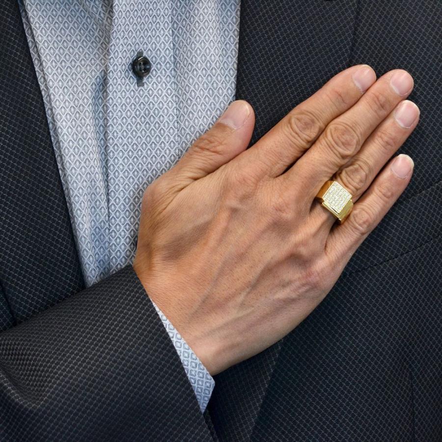 ダイヤモンド 印台 メンズリング 指輪 K18 18k 印台リング 18金