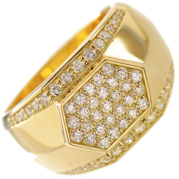 ダイヤモンド 印台 メンズリング 指輪 K18 18k 印台リング 18金