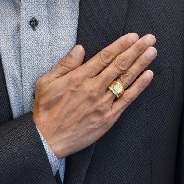 ダイヤモンド 印台 メンズリング 指輪 K18 18k 印台リング 18金