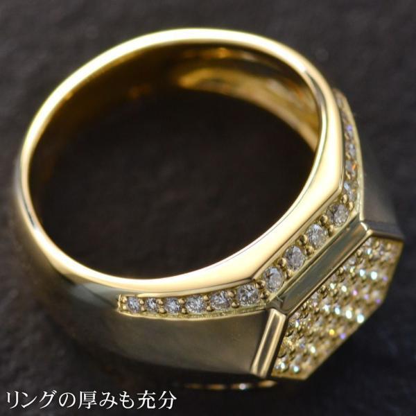 ダイヤモンド 印台 メンズリング 指輪 K18 18k 印台リング 18金