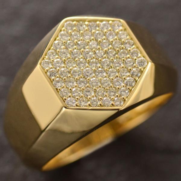 ダイヤモンド 印台 メンズリング 指輪 K18 印台リング 18金 ダイヤモンド 印台 メンズリング 指輪 K18 印台リング 18金
