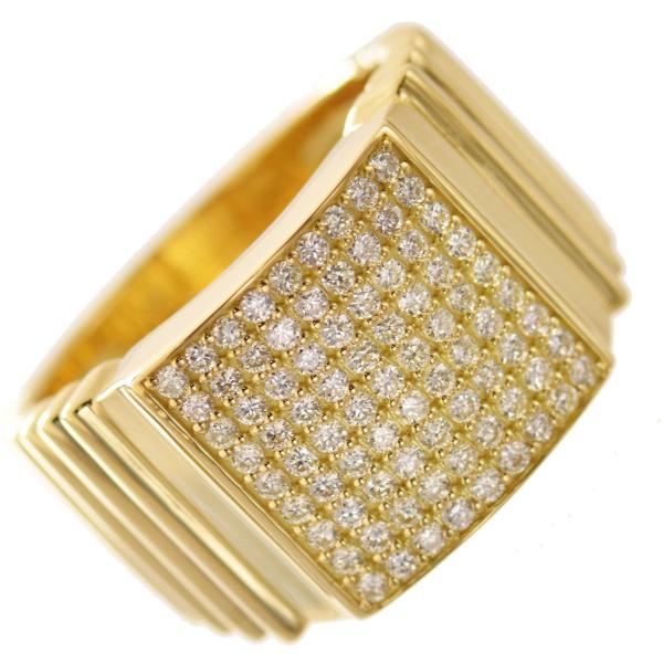 ダイヤモンド 印台 メンズリング 指輪 K18 18k 印台リング 18金