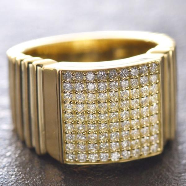 ダイヤモンド 印台 メンズリング 指輪 K18 18k 印台リング 18金