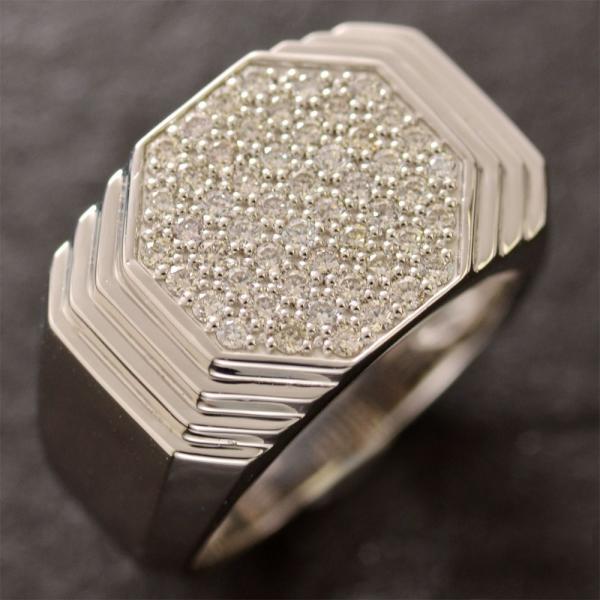ダイヤモンド 印台 メンズリング 指輪 プラチナ 印台リング Pt950 幅広