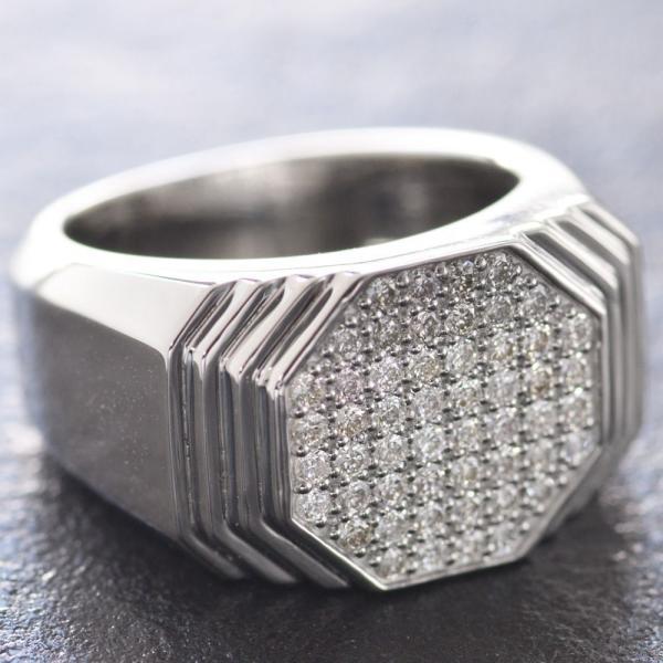 ダイヤモンド 印台 メンズリング 指輪 プラチナ 印台リング Pt950 幅広