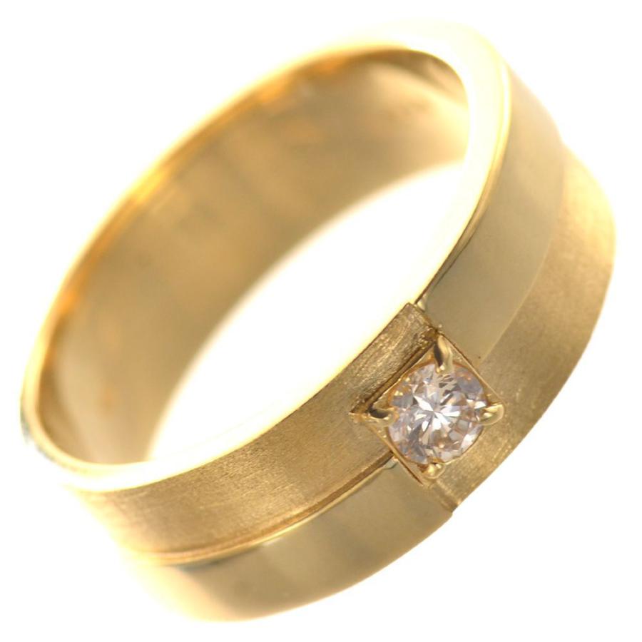 指輪 メンズリング 18金 K18 ダイヤモンドリング 艶消し 一粒ダイヤ 平打ちリング ゴールド 男性 幅広 日本製 刻印入り 鑑別書付き シンプル Ctc017 アクセサリーマート 通販 Yahoo ショッピング