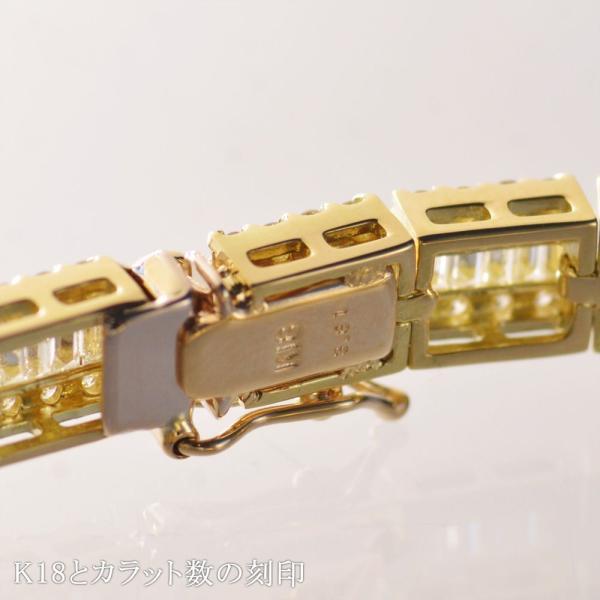 ブレスレット メンズ 18金 18k K18 バゲットカットダイヤモンド 3.8ct