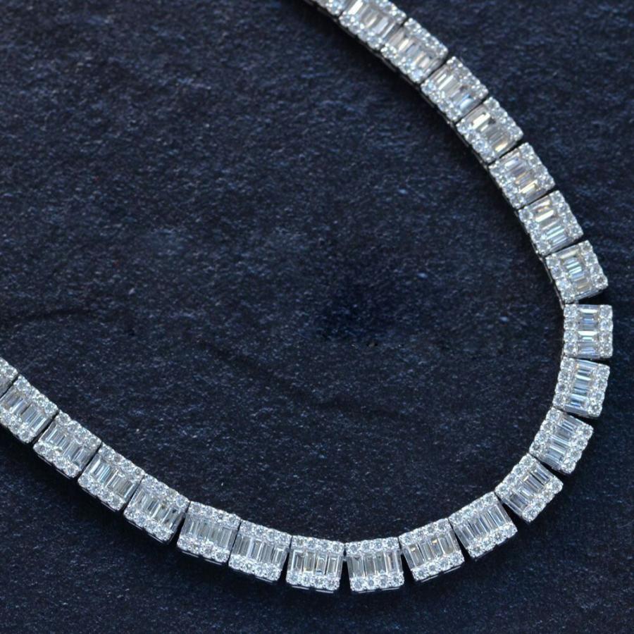 ネックレス メンズ レディース バゲットカット ダイヤモンドネックレス 