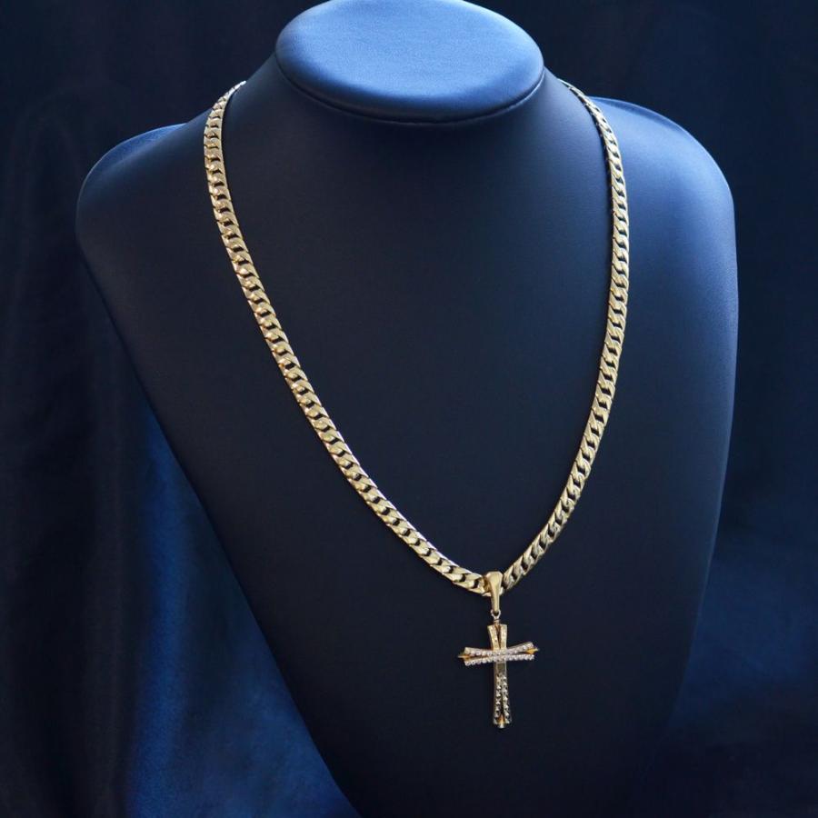 喜平 ネックレス 18金 ダイヤモンド 2.2ct K18 50cm チェーン クロス