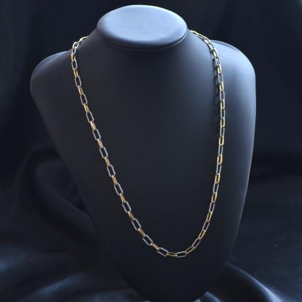 K18×黒のコンビネックレス ネックレス メンズ K18 プラチナ コンビ チェーンネックレス 18金 60cm