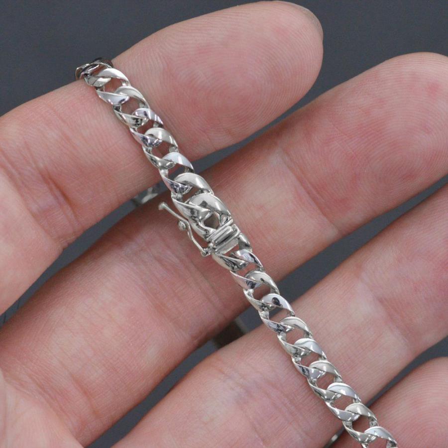 喜平 ブレスレット メンズ プラチナ プレート 20cm キヘイ 4mm幅 名