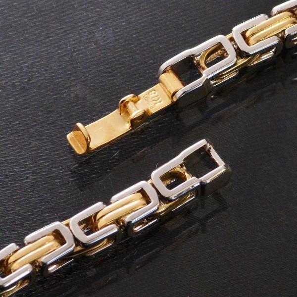 18金 ピンクゴールド プラチナ コンビ メンズ チェーンネックレス