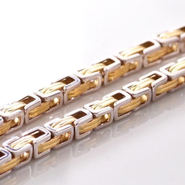 18金 ピンクゴールド プラチナ コンビ メンズ チェーンネックレス