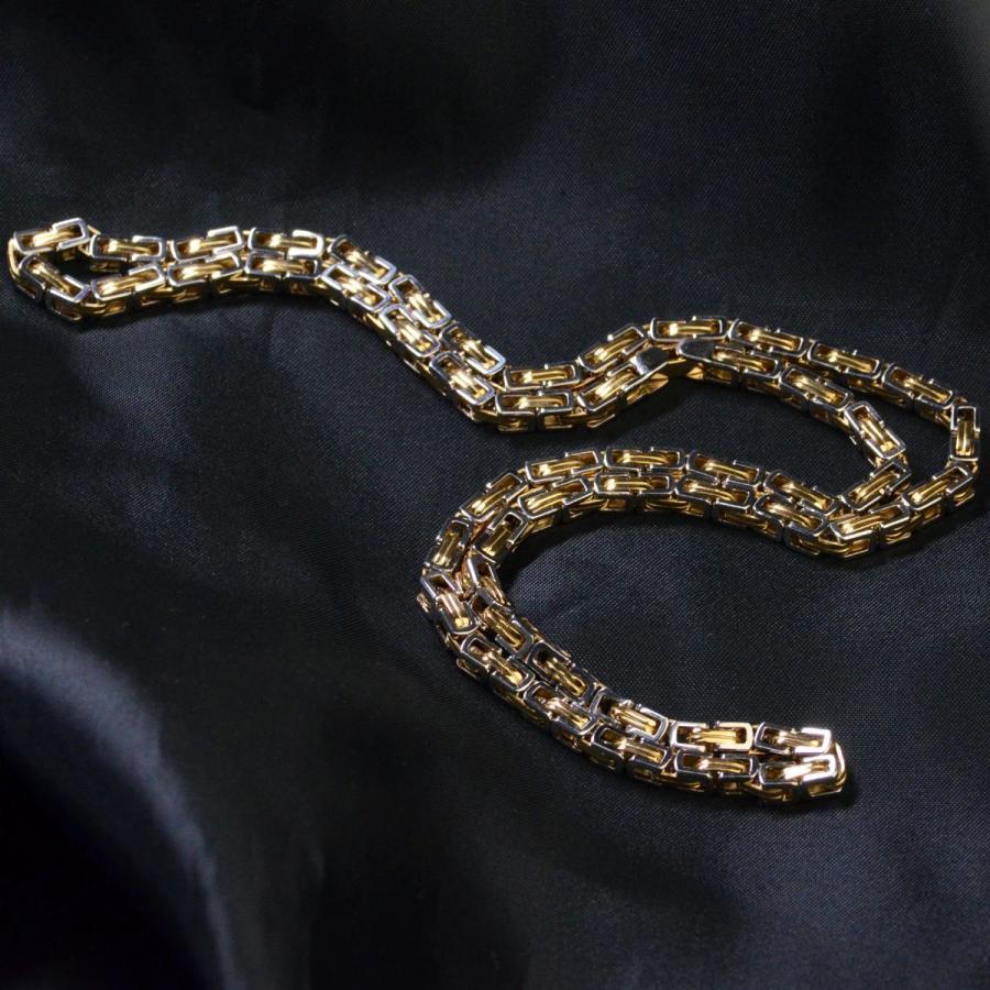 18金 ピンクゴールド プラチナ コンビ メンズ チェーンネックレス