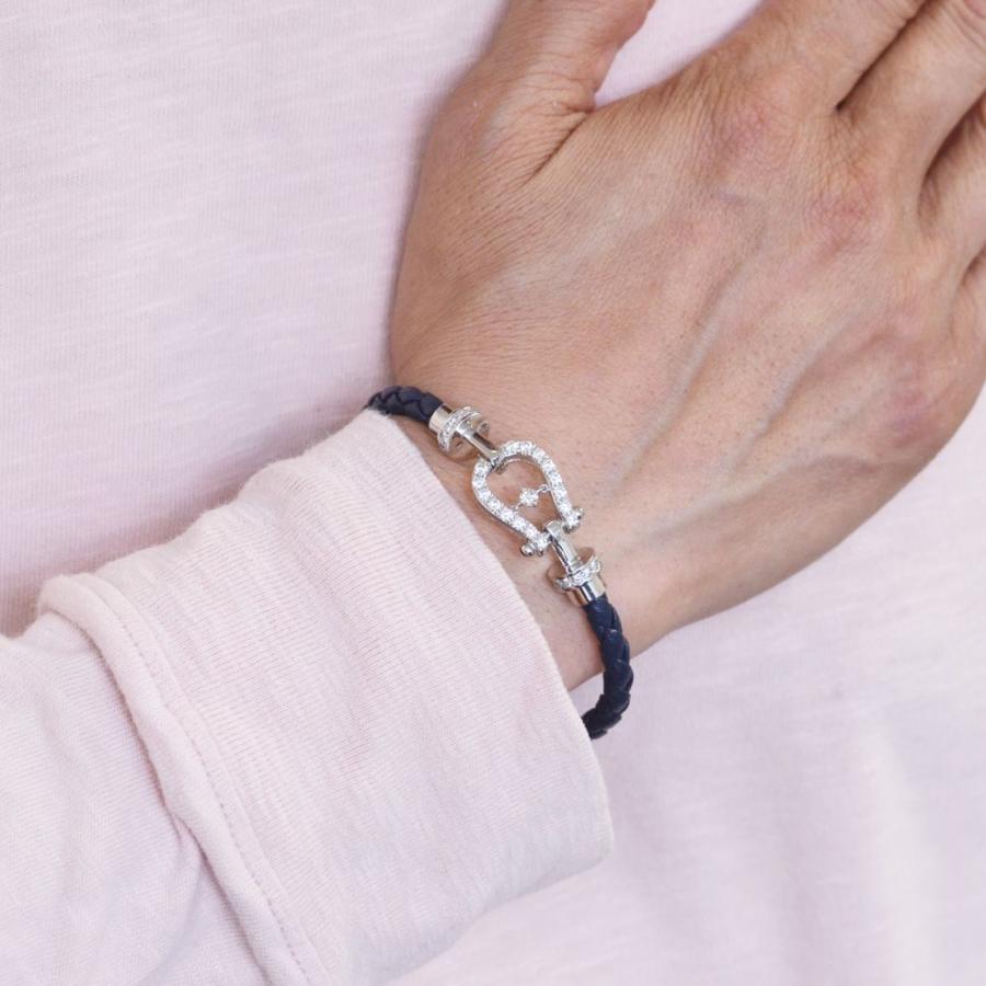 ダイヤモンド ブレスレット メンズ プラチナ Pt900 バックル 革紐