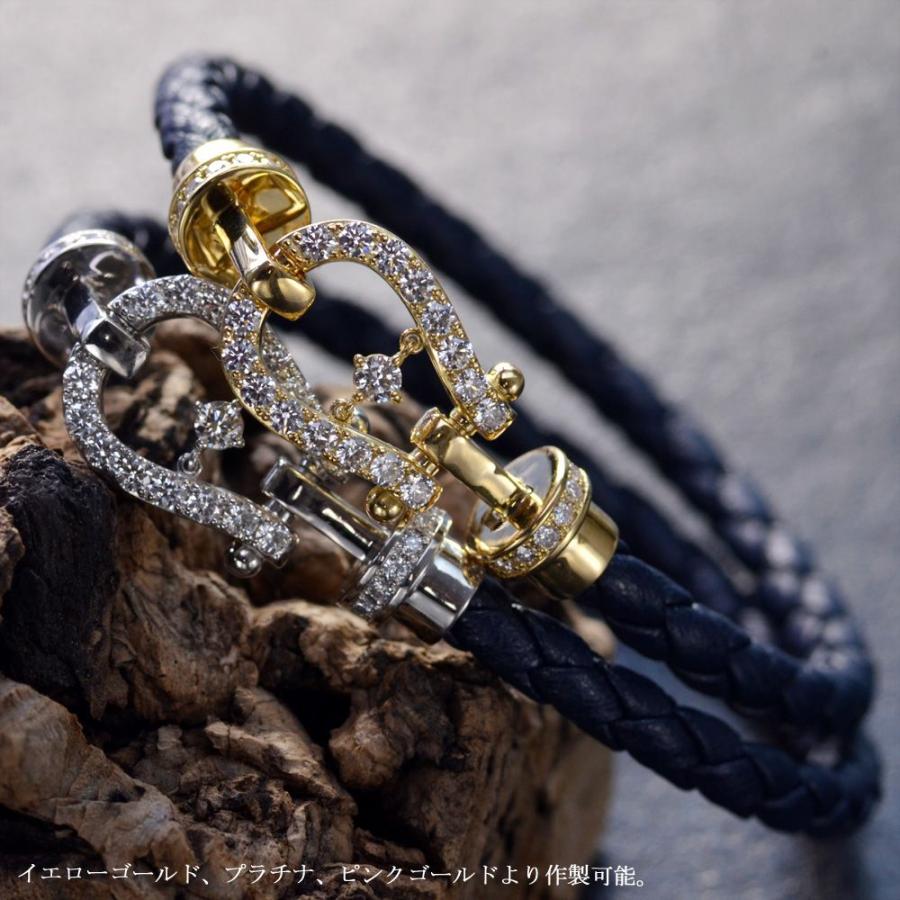 ダイヤモンド ブレスレット メンズ プラチナ Pt900 バックル 革紐