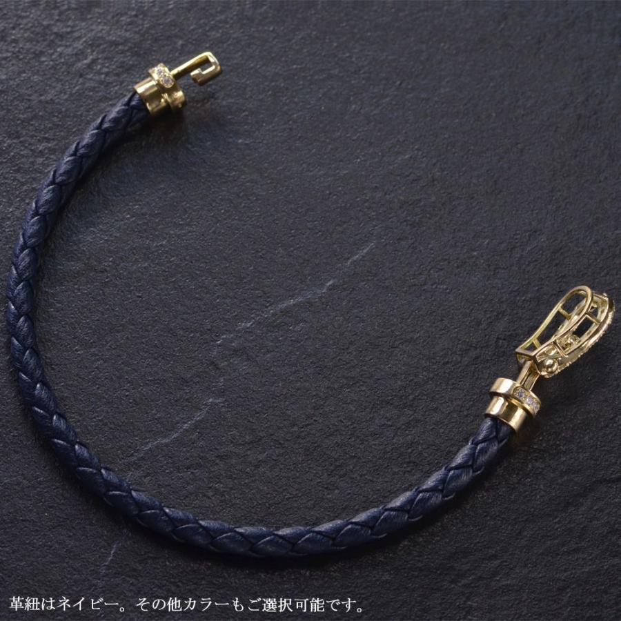 ダイヤモンド ブレスレット メンズ K18 18金 18k ゴールド バックル 革