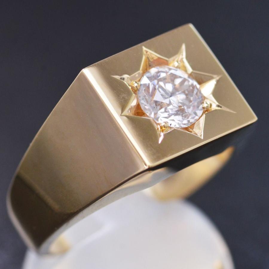 印台 リング 18金 指輪 メンズリング K18 18k 18K ゴールド 1カラット