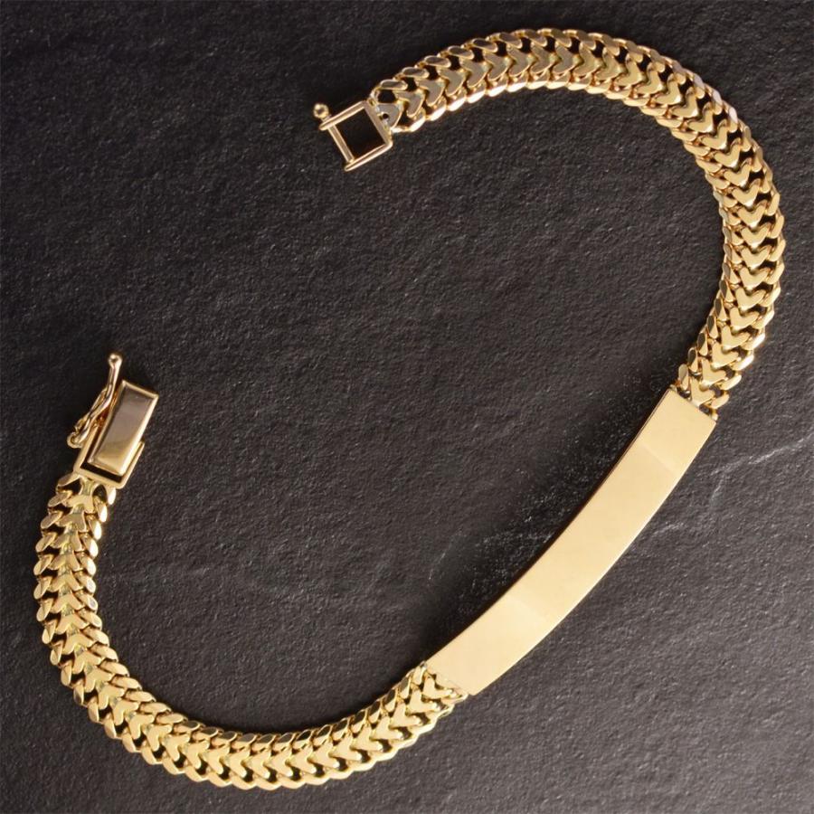 ブレスレット メンズ K18 18金 ゴールド 喜平 プレート ハート