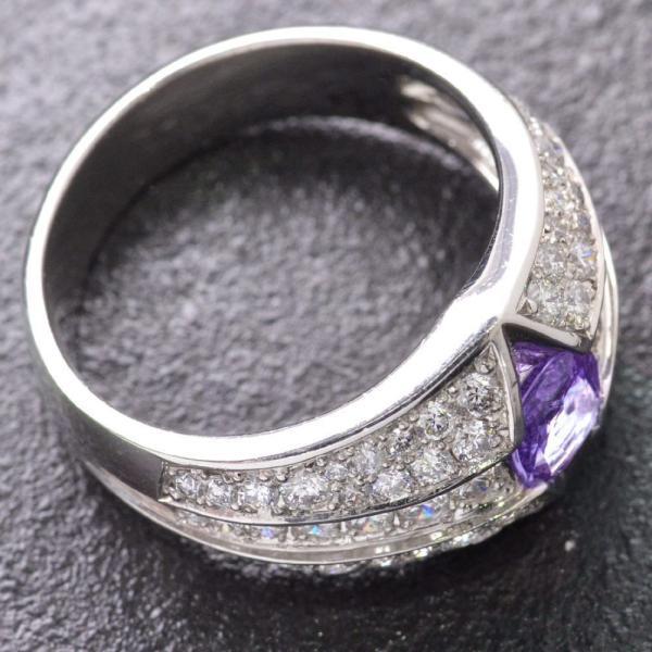 プラチナ リング メンズ 指輪 Pt950 アメジスト ダイヤモンド 幅広