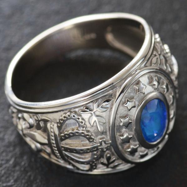 プラチナ リング メンズ 指輪 Pt950 サファイア カレッジリング 幅広