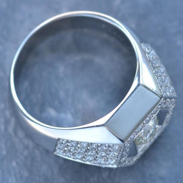 プラチナ リング メンズ 印台 指輪 ダイヤモンド 1.5ct Pt900 幅広