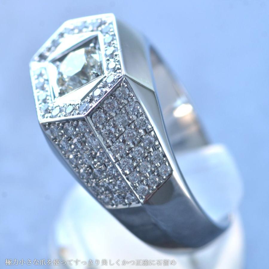 プラチナ リング メンズ 印台 指輪 ダイヤモンド 1.5ct Pt900 幅広