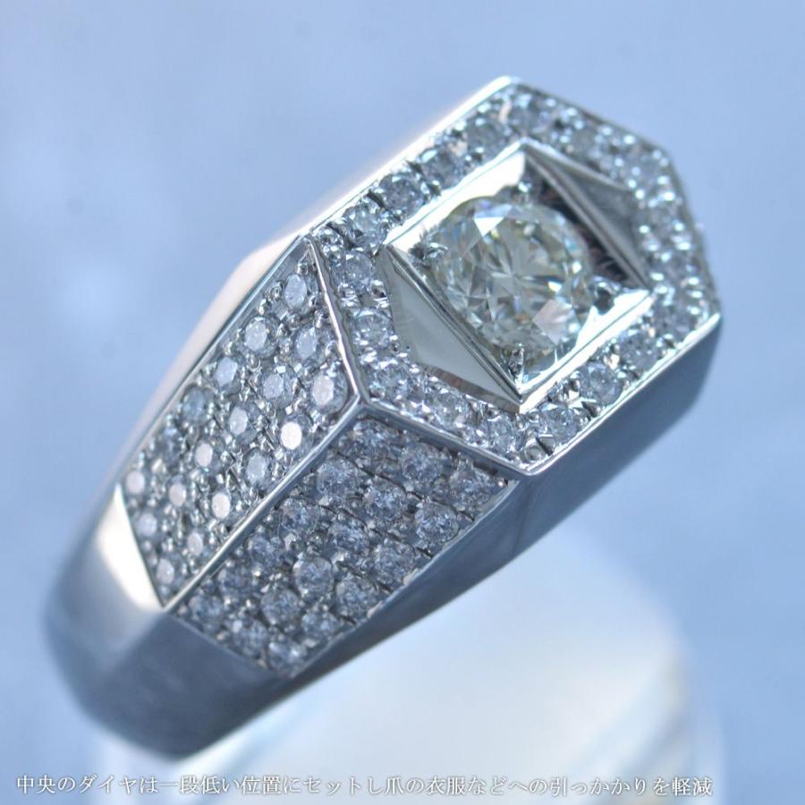 プラチナ リング メンズ 印台 指輪 ダイヤモンド 1.5ct Pt900 幅広 