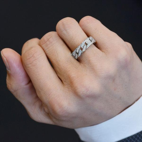 指輪 メンズリング プラチナ 喜平 ダイヤモンド 細身 Pt900 男性用