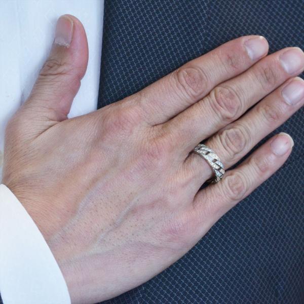 指輪 メンズリング プラチナ 喜平 ダイヤモンド 細身 Pt900 男性用