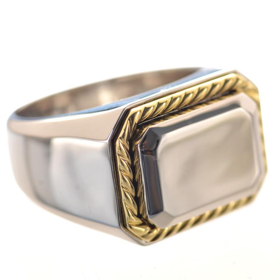 プラチナ 18金 コンビ 印台リング メンズ 指輪 K18 18k Pt900