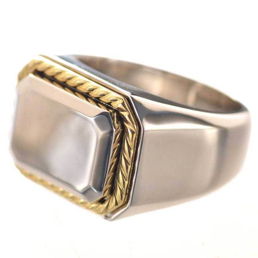 プラチナ 18金 コンビ 印台リング メンズ 指輪 K18 18k Pt900