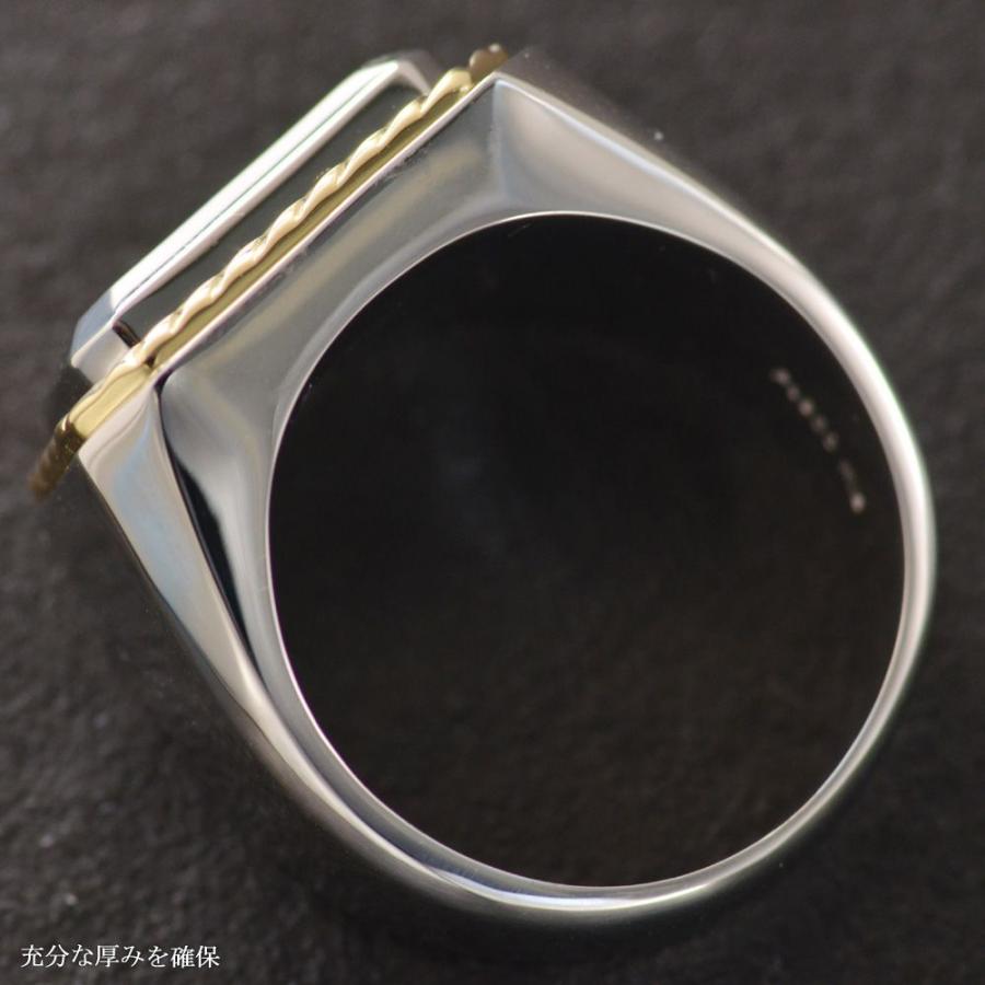 プラチナ 18金 コンビ 印台リング メンズ 指輪 K18 18k Pt900