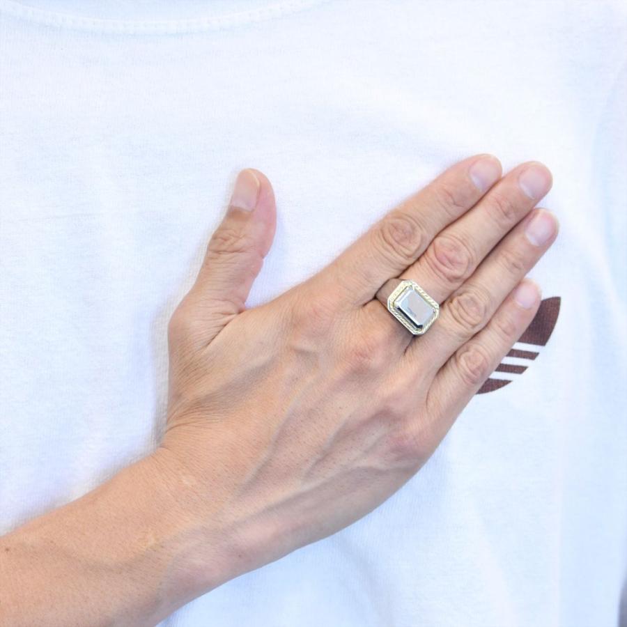 プラチナ 18金 コンビ 印台リング メンズ 指輪 K18 18k Pt900