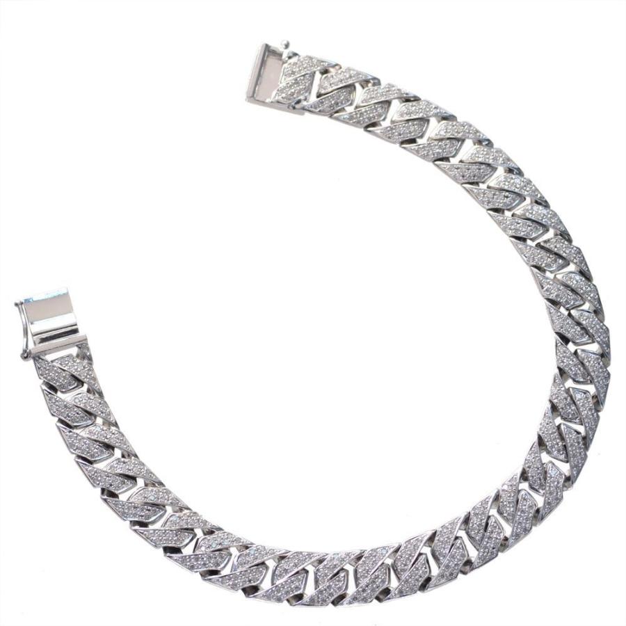 喜平 ブレスレット 18金 K18WG ホワイトゴールド メンズ ダイヤモンド