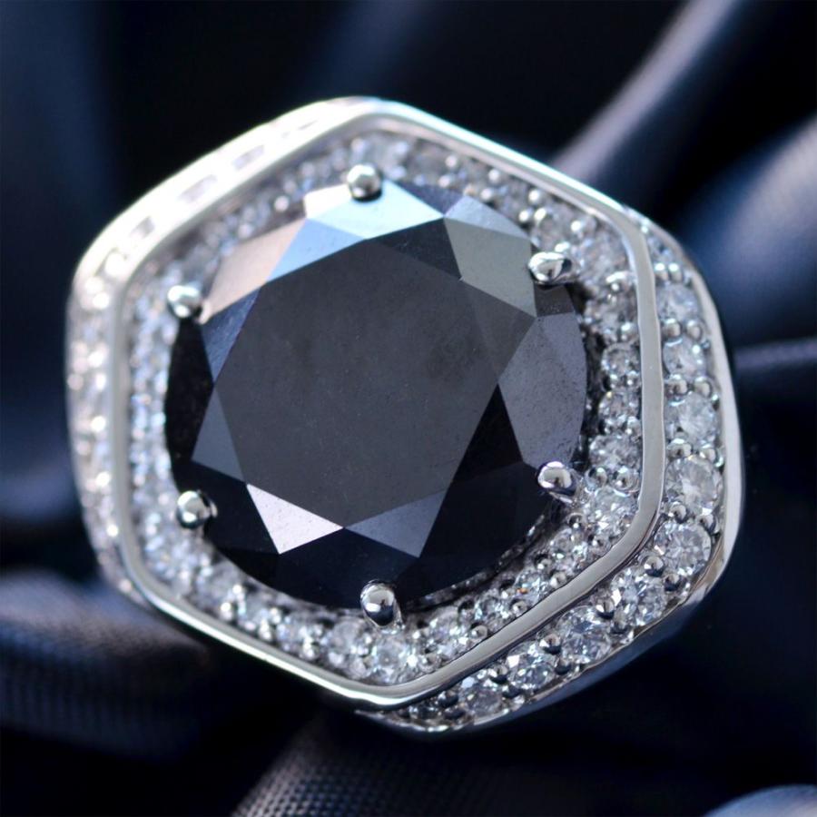 印台 メンズリング 指輪 プラチナ Pt900 ブラックダイヤモンド