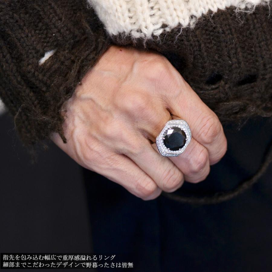 印台 メンズリング 指輪 プラチナ Pt900 ブラックダイヤモンド 