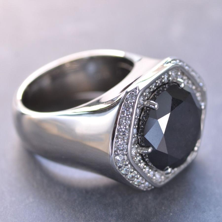 印台 メンズリング 指輪 プラチナ Pt900 ブラックダイヤモンド