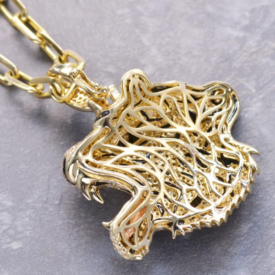 メンズネックレス 18金 ダイヤモンド グリーンガーネット 虎 タイガー