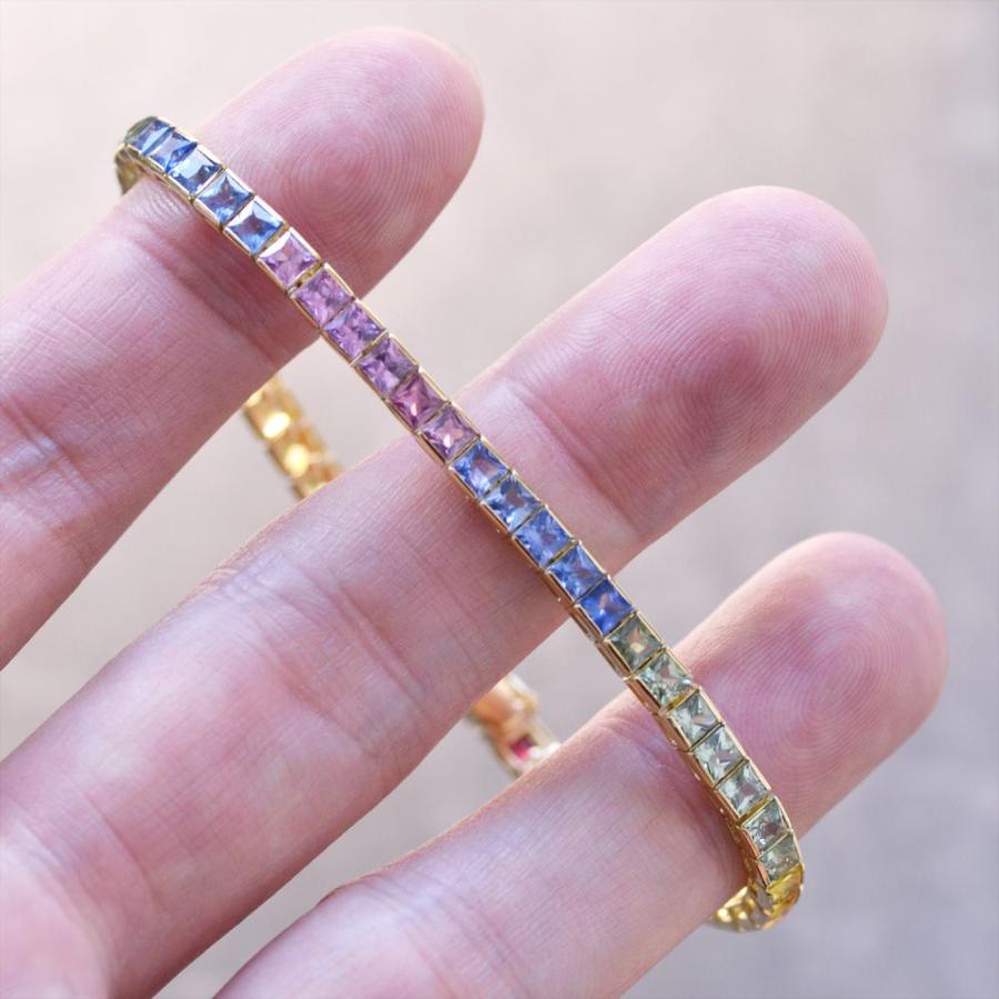 テニスブレスレット メンズ K18 18金 18k サファイア グラデーション 