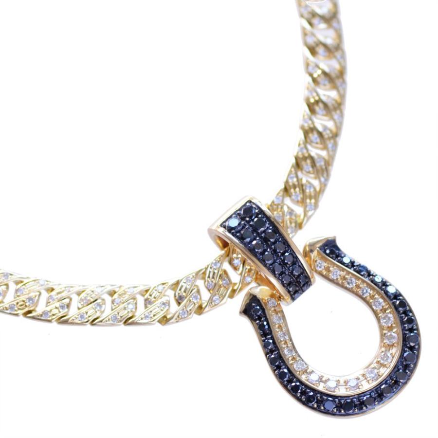 喜平 ネックレス 18金 ダイヤモンド 2.2ct K18 50cm チェーン 馬蹄 
