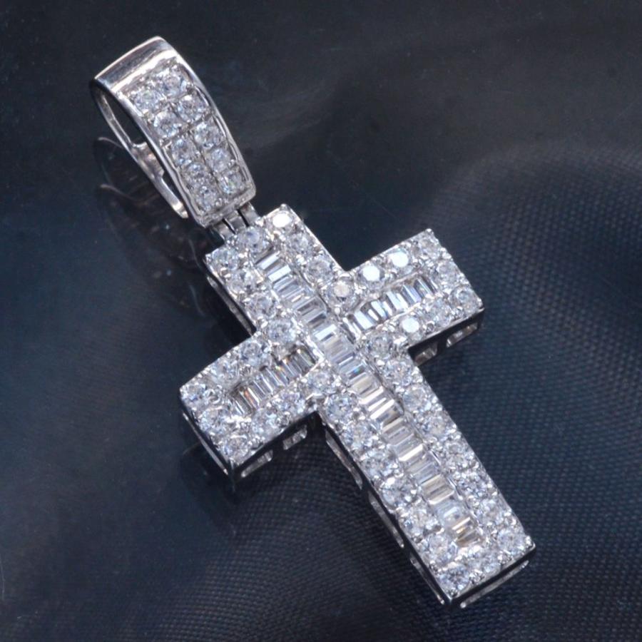 18金 ペンダントトップ メンズ K18 18K ホワイトゴールド クロス