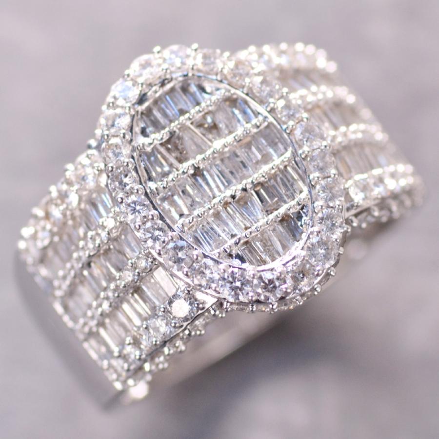 指輪 メンズリング K18 18kWG 18金 ホワイトゴールド バゲットカット  