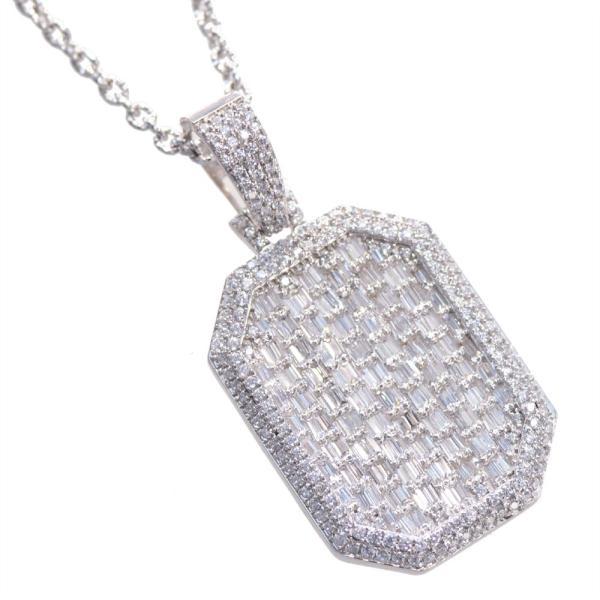 ダイアモンドネックレス（チェーンK18WG） BF限定クーポン】18金 ネックレス メンズ K18WG ホワイトゴールド