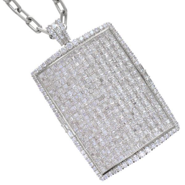 保証書付!バケットカット　ダイヤ　ネックレス　プラチナ プラチナ メンズネックレス ダイヤモンド 20カラット 50cm バゲット